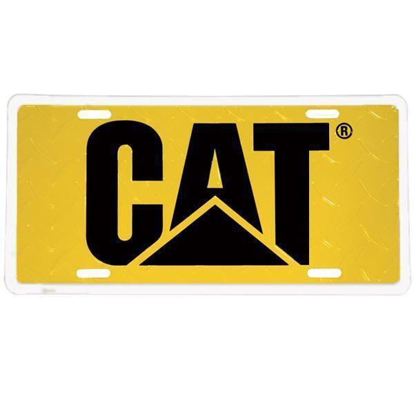 Yellow Tag Logo - Yellow License plate tag CAT Logo with Diamond plate New Caterpillar