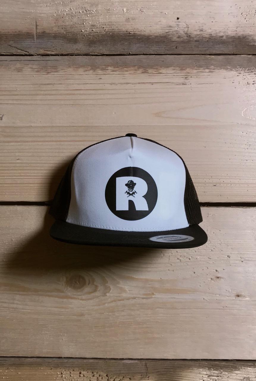 Red with White R Logo - NEW - 'R' Trucker snapback & white / red & white