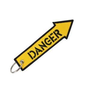 Yellow Tag Logo - 1pc Yellow Danger Keychain Keyring Embroidery Luggage Tag Motorcycle ...