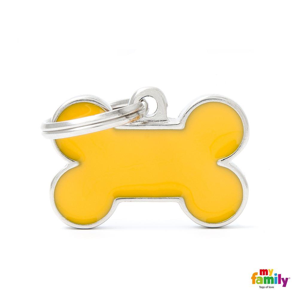 Yellow Tag Logo - ID Tag for dog Bone small yellow