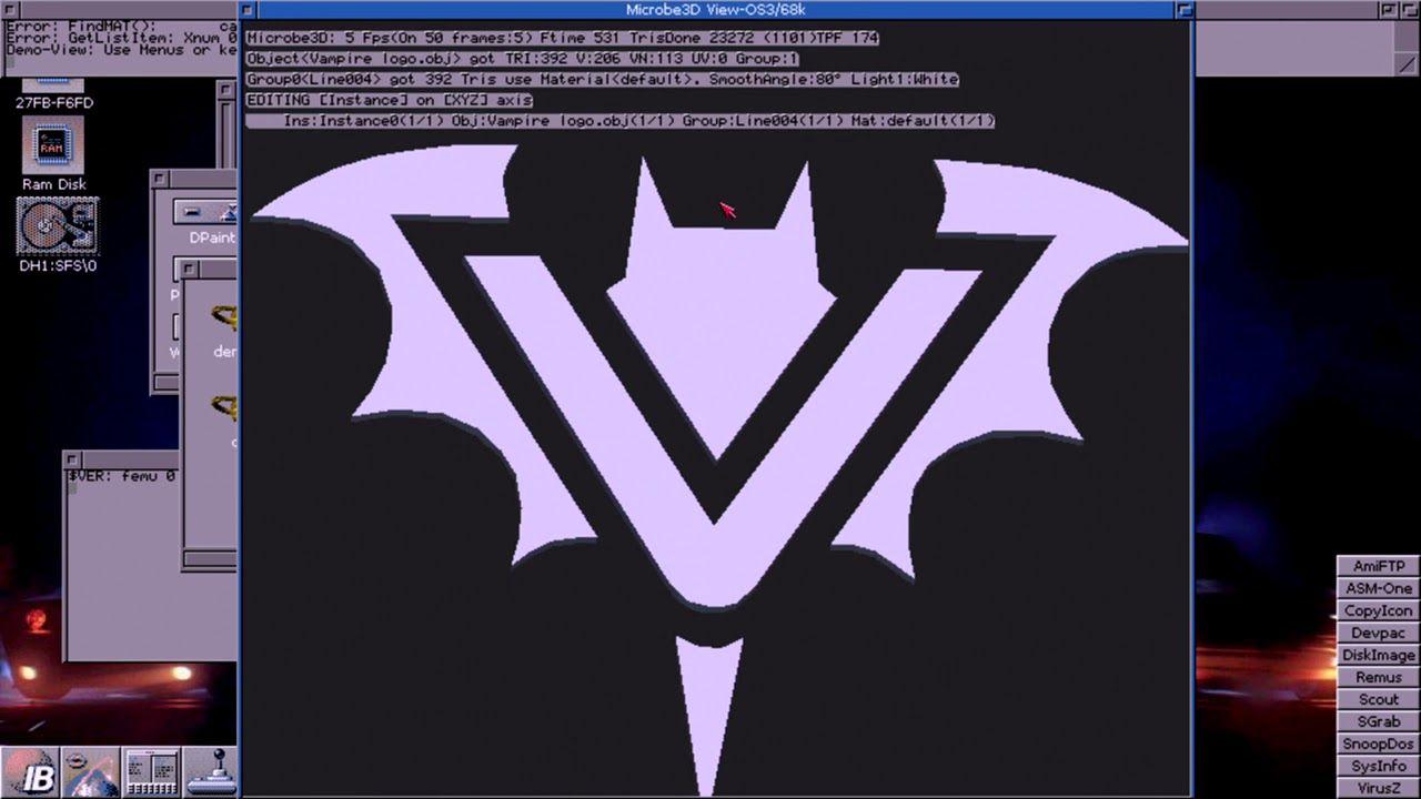 Vampire Logo - Amiga 600 Vampire 2 Gold 2.7 Warp3d (wazp3d) Vampire logo real time ...