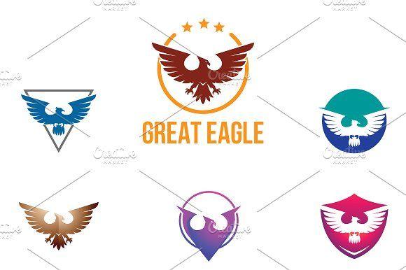 Cool Eagle Logo - Cool Eagle Hawk Falcon Logo Set Logo Templates Creative Market
