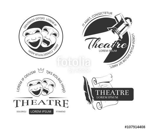 Theatre Logo - Vintage vector theatre labels, emblems, badges and logo. Classical ...