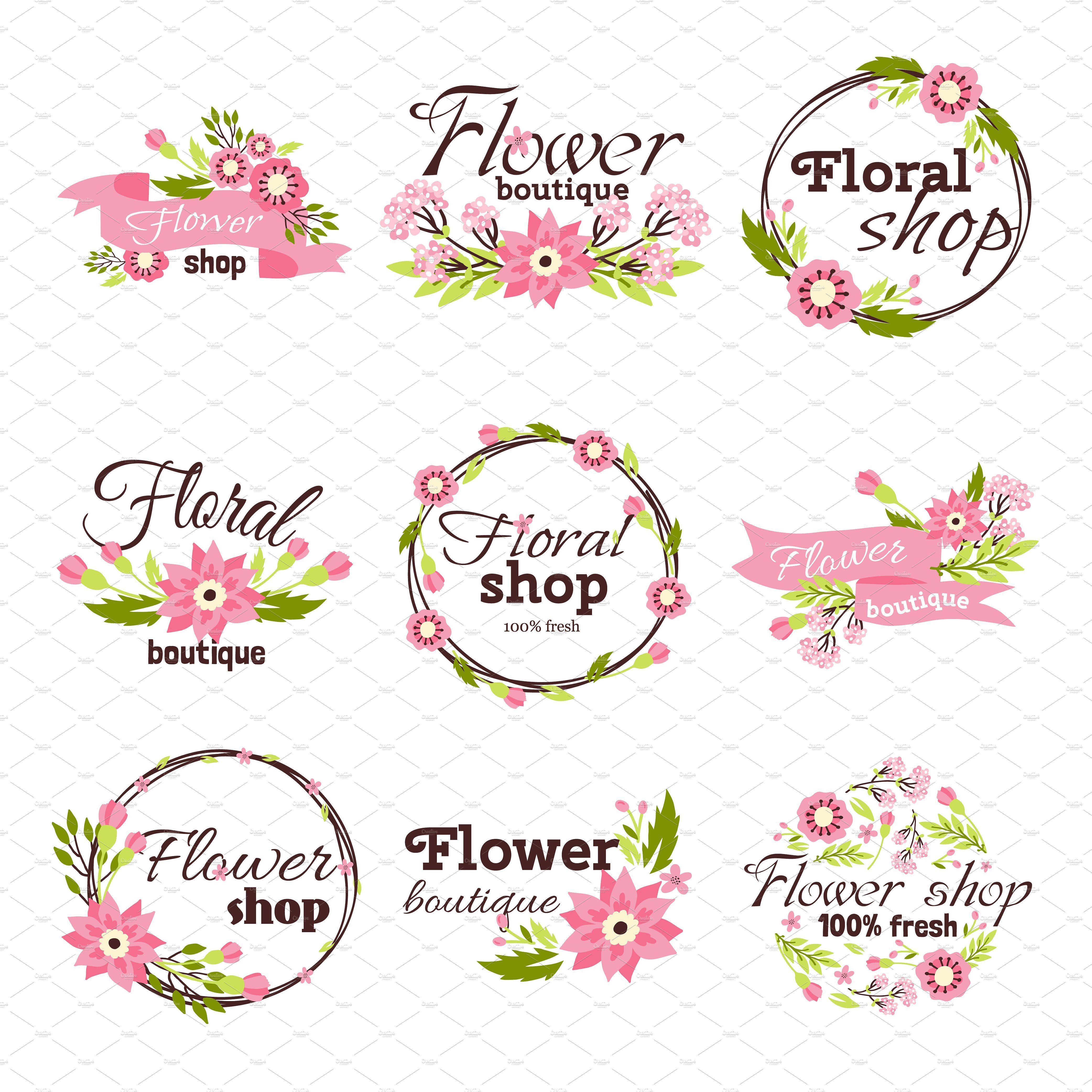 Flower Shop Logo - Bright logo for flower shop vector Illustrations Creative Market