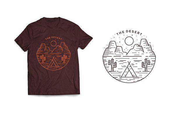 Brown Line Logo - Desert Line Art Logo Badge ~ Graphic Objects ~ Creative Market