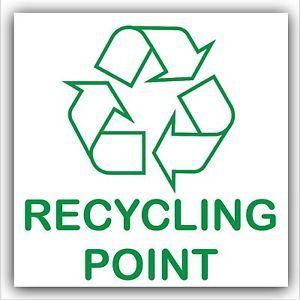 White Recycle Logo - Recycling Point Self Adhesive Sticker-Printed Recycle Logo Sign ...