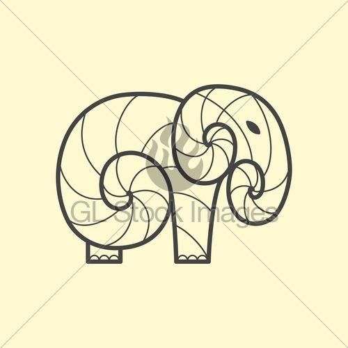 Brown Line Logo - Vector Elephant Logo Design · GL Stock Image