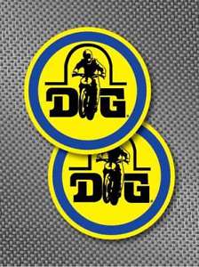 Vintage DG Logo - 2pc 2.75 Vintage DG Motocross Circle sticker decals Showa Suzuki