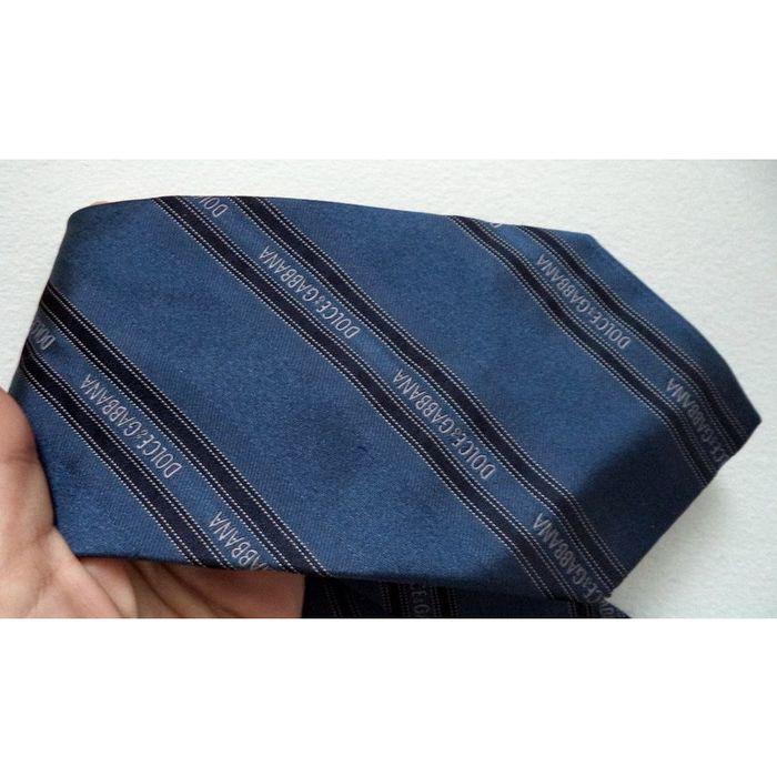 Vintage DG Logo - Vintage Dolce & Gabbana DG Silk Logo Glossy Silver blue Black Stripe ...