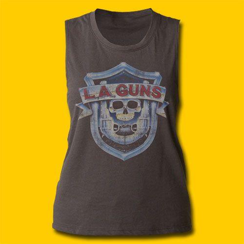 Vintage DG Logo - L.A. Guns Logo Girls Vintage Black Tank