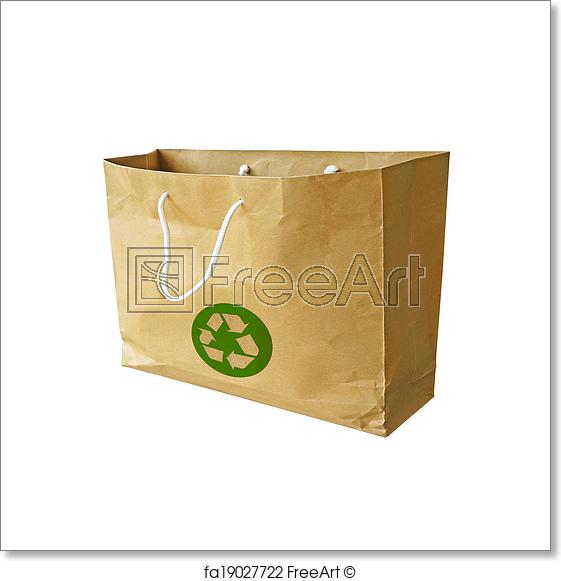 White Recycle Logo - Free art print of Recycle logo on paper bag on white. Recycle logo