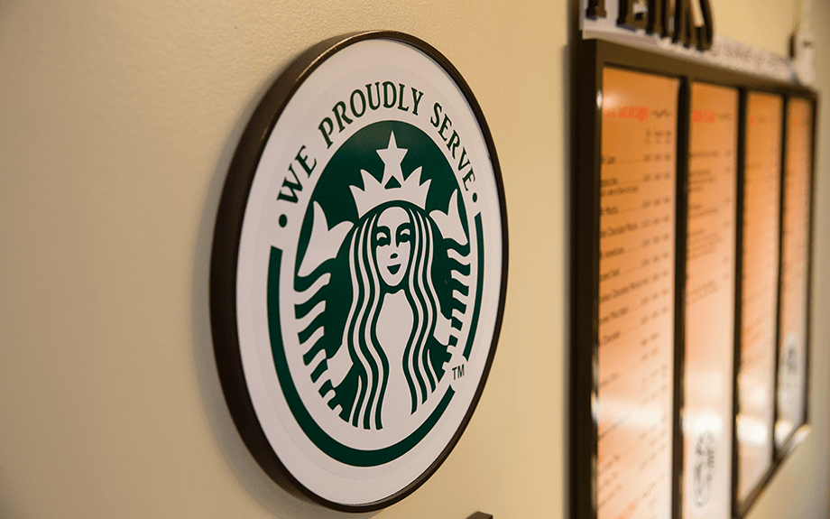 We Proudly Serve Starbucks Logo - Perk's - CDI Harlows