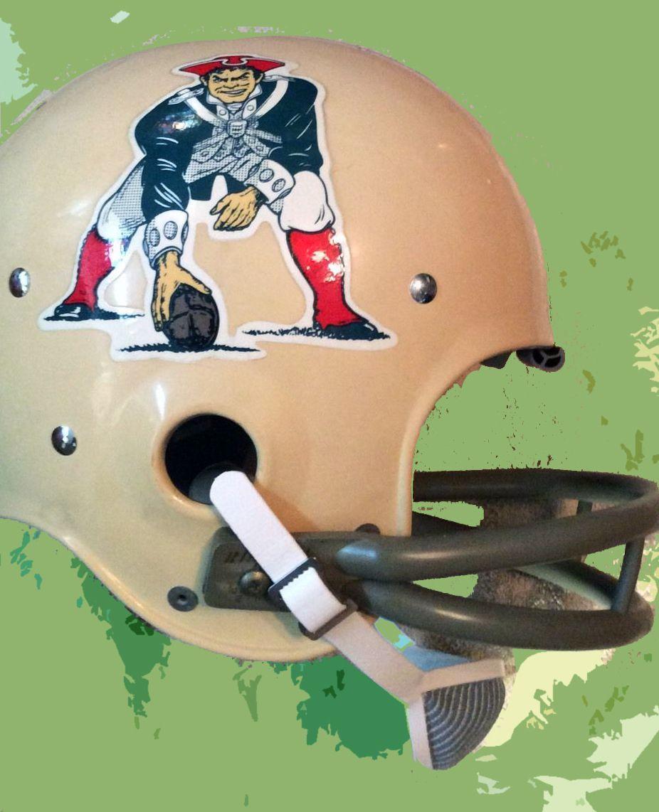 Red White and Blue Patriot Logo - 1960s Boston Patriots helmet with Pat the Patriot logo in of course