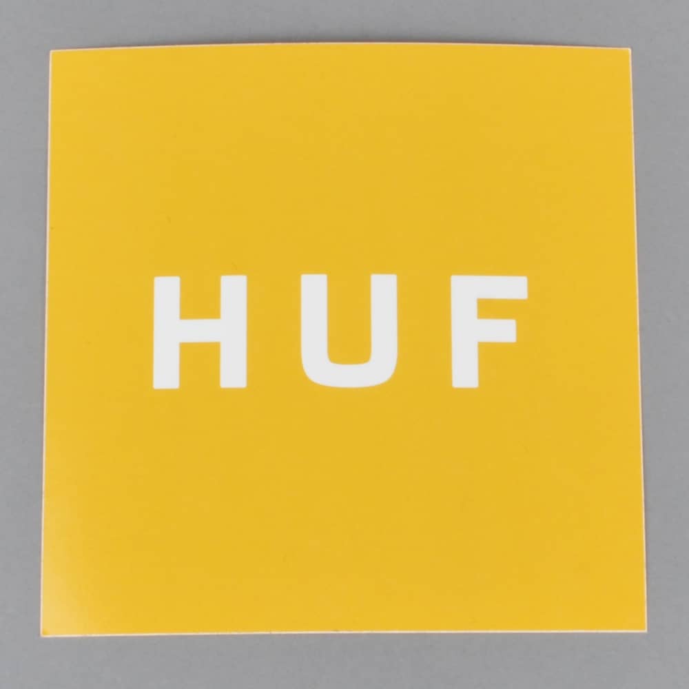 HUF Logo - HUF Box Logo Sticker - Yellow - ACCESSORIES from Native Skate Store UK