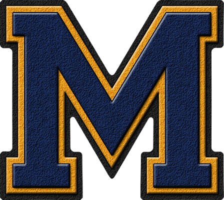 Navy Blue M Logo - Presentation Alphabets: Navy Blue & Gold Varsity Letter M