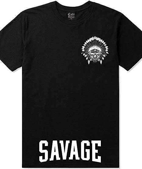 Savage Indian Logo - CaliDesign Savage Indian Skull Designer T Shirt Aztec