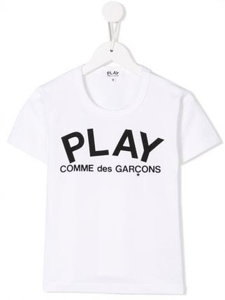 Comme Des Garcons Play Logo - lettering logo print T-shirt