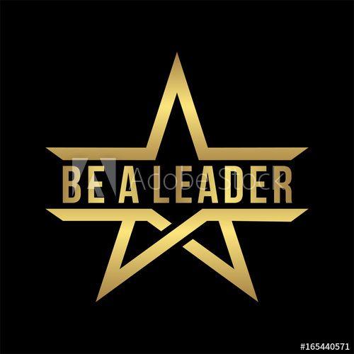 Cool Gold Logo - be a leader lettering design with abstract gold star logo icon ...