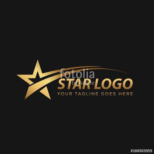 Gold Star Logo - Gold Star Logo With Black Background Stock Image And Royalty Free