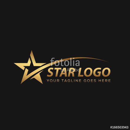 Gold Star Logo - Gold Star Logo With Black Background Stock Image And Royalty Free