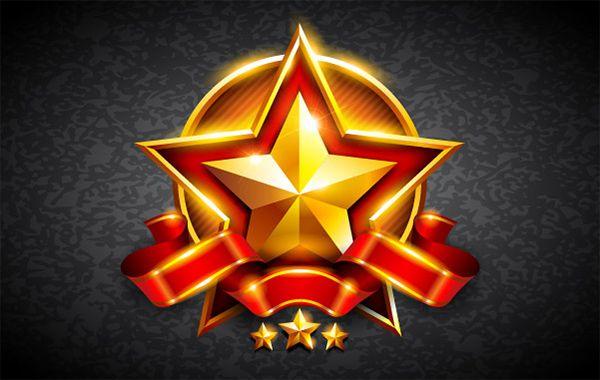 Gold Star Logo - Gold Star Red Ribbon Badge Logo