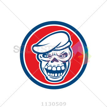 Red Square Inside Red Circle Logo - Stock Illustration of Vector frontal blue white skull head wearing