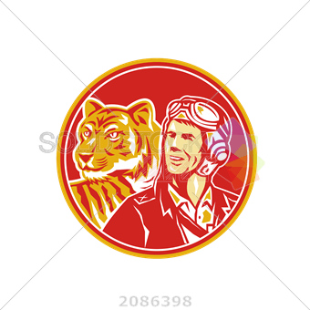 Red Square Inside Red Circle Logo - Stock Photo of Vector ww2 airman and tiger inside red circle on ...