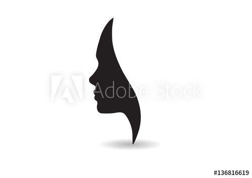 Face Company Logo - vector women face silhouette isolated business beauty female company