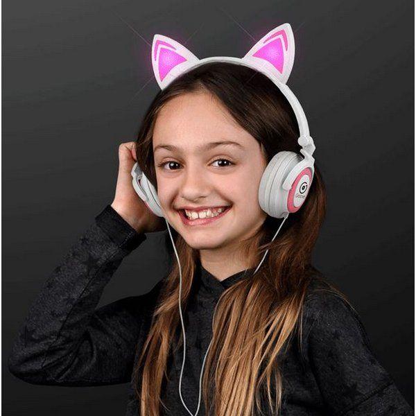 Cat with Headphones Logo - Light Up Cat Ears Headphones with Custom Logo