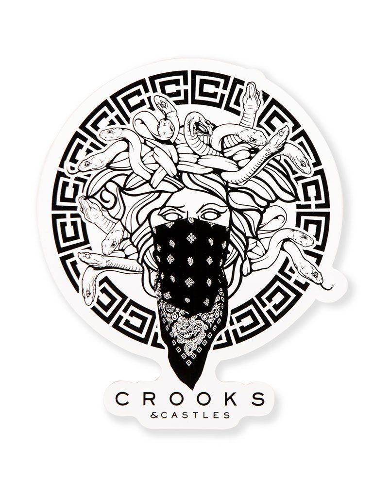 Crooks and Castles Medusa Logo - The Crooks and Castles Medusa Sticker in White-Black – INSTOCKSHOWROOM