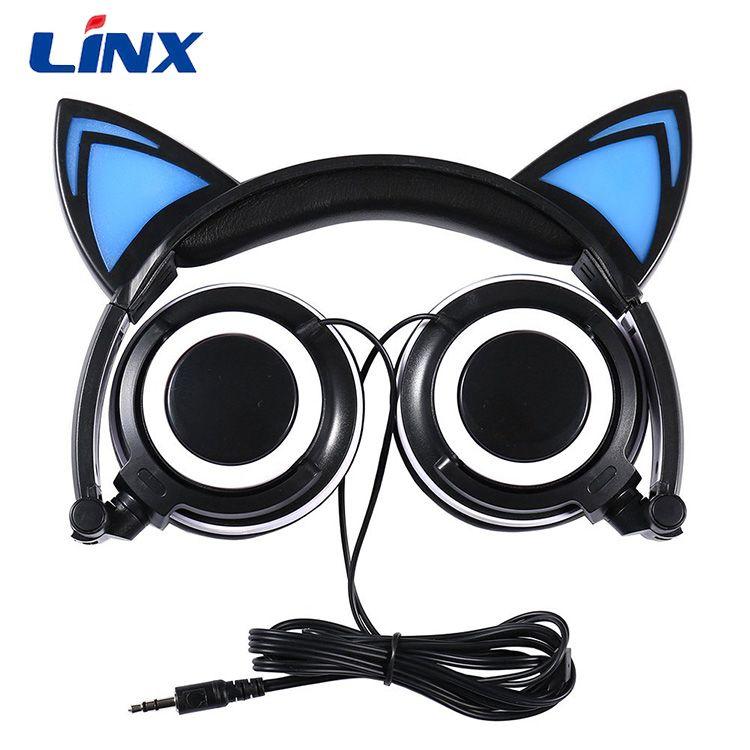 Cat with Headphones Logo - Oem Manufacturer Custom Logo Wired Stereo Cat Headphones