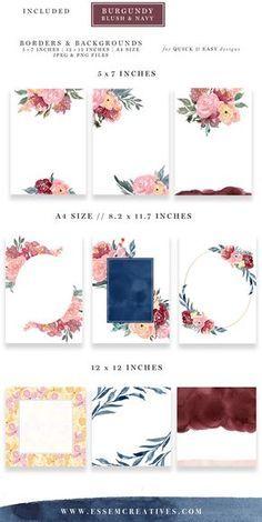 Rustic WR Free Flower Logo - Free Watercolor Flowers Clipart, Floral Wreaths, 5x7 Borders | Essem ...