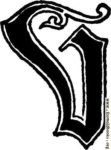 Gothic Letter V Logo - Calligraphic letter “V” in 15th century gothic style
