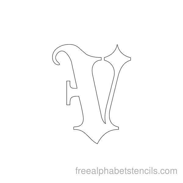 Gothic Letter V Logo - Gothic Alphabet Stencils | FreeAlphabetStencils.com
