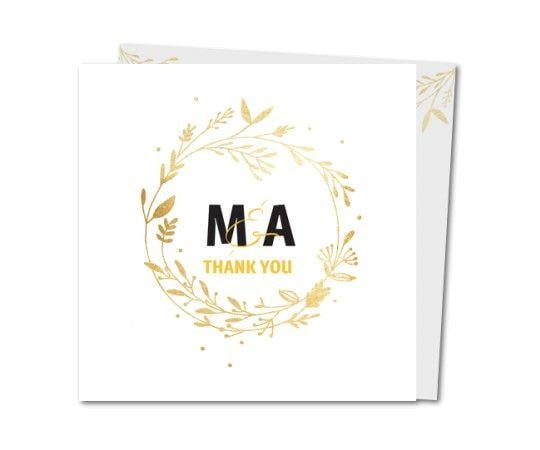 Rustic WR Free Flower Logo - Wedding Thank You Card Golden Flower Crown. Planet Cards.co.uk