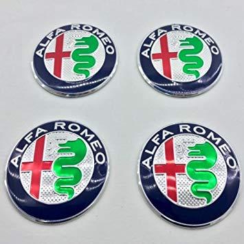 4 Silver Circles Logo - 4 x Hubcaps Logo Alfa Romeo 60 mm Caps for Studs Circles Alloy ...