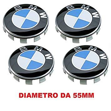 With Four Circle S Car Logo - Hubcaps Compatible for BMW Caps 55 mm 1 2 3 4 5 6 7 m Series Z X