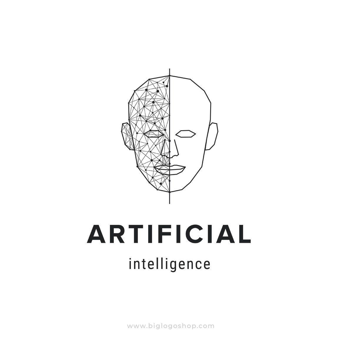 Face Logo - Artificial intelligence, futuristic human face logo