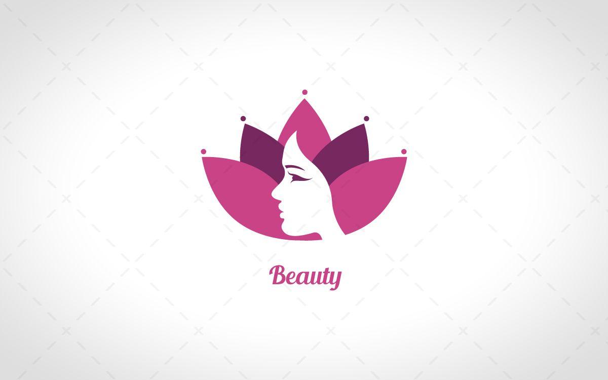 Face Logo - Beautiful Lotus Flower Woman Face Logo