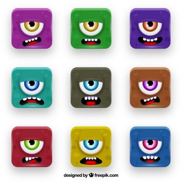 Colorful Monster Logo - Colorful monster buttons Vector