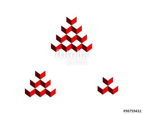 Red Triangle Box Logo - Triangle Stacked Box Logo Template Stock Image And Royalty Free