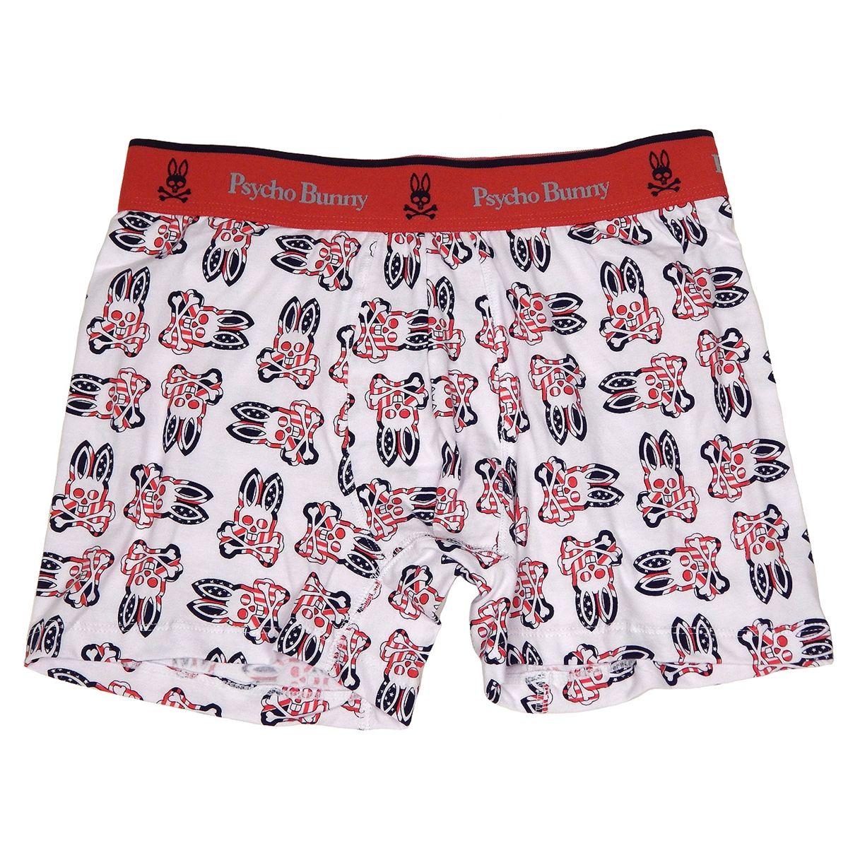 Red White and Blue Patriot Logo - Men's Psycho Bunny Tagless Boxer Briefs in Red, White