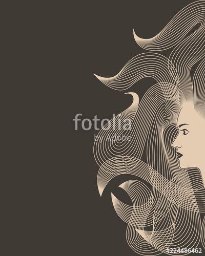 Women with Long Flowing Hair Logo - Image women with long hair style icon. Isolated symbol of women with ...