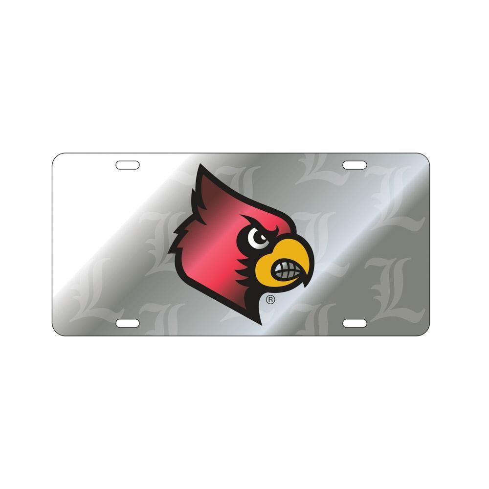 Louisville Birds Logo - Louisville License Plate Silver Cardinal Logo with School Symbol