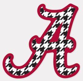Alabama Logo - Amazon.com: ALABAMA Crimson Tide HOUNDSTOOTH SCRIPT A Logo vinyl ...