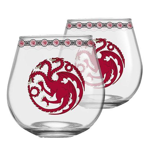 Globe- Shaped Logo - Targaryen House GOT Game Of Thrones Set of 2 globe shaped glasses