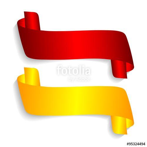 Red and Yellow Ribbon Logo - Blank or pure banner 3D realistic red and yellow detailed curved