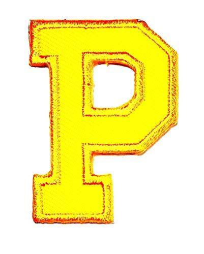 Yellow Letter P Logo - Yellow letter P patch logo Sew On Patch Clothes Bag T-Shirt Jeans ...