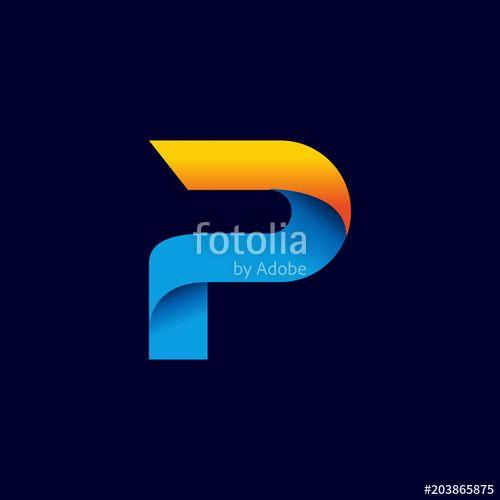 Yellow Letter P Logo - letter P logo template in gradients style. blue, yellow, and orange