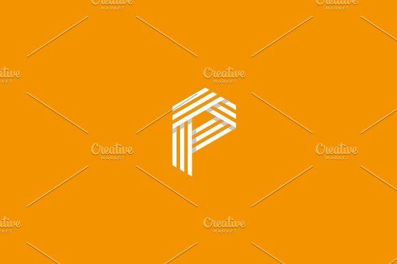 Yellow Letter P Logo - Line letter p logotype. Abstract geometric logo icon vector sign